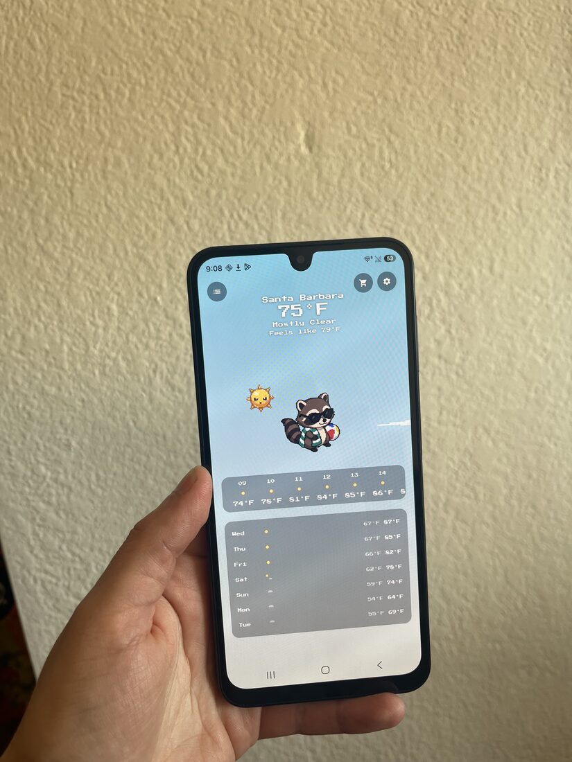Skycritter running on an Android phone