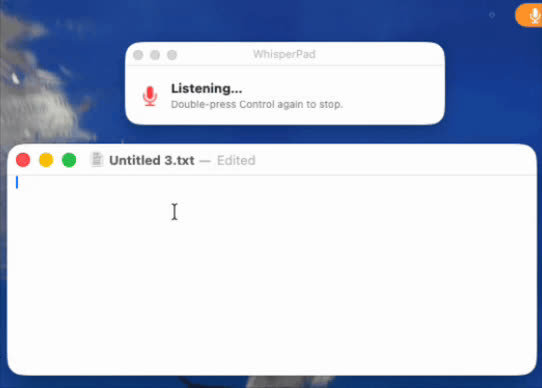 WhisperPad's listening indicator