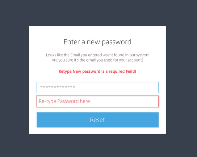 My mockup of the fixed password reset form